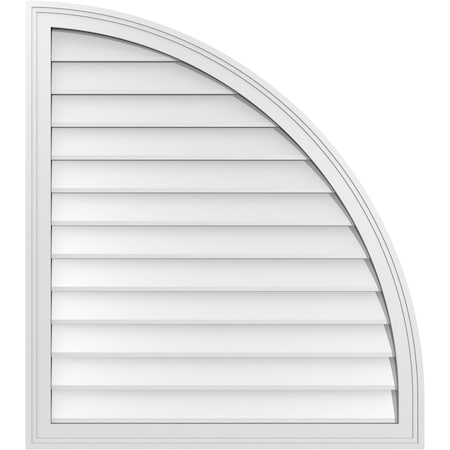Ekena Millwork Quarter Round Top Right Surface Mount PVC Gable Vent w/ 2"W x 2"P Brickmould Sill Frame, 32"W x 36"H GVPQR32X3603SN